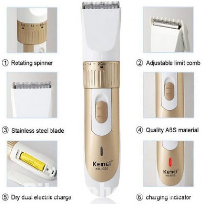 KEMEI KM-9020 Electric Rechargeable Trimmer Golden Color